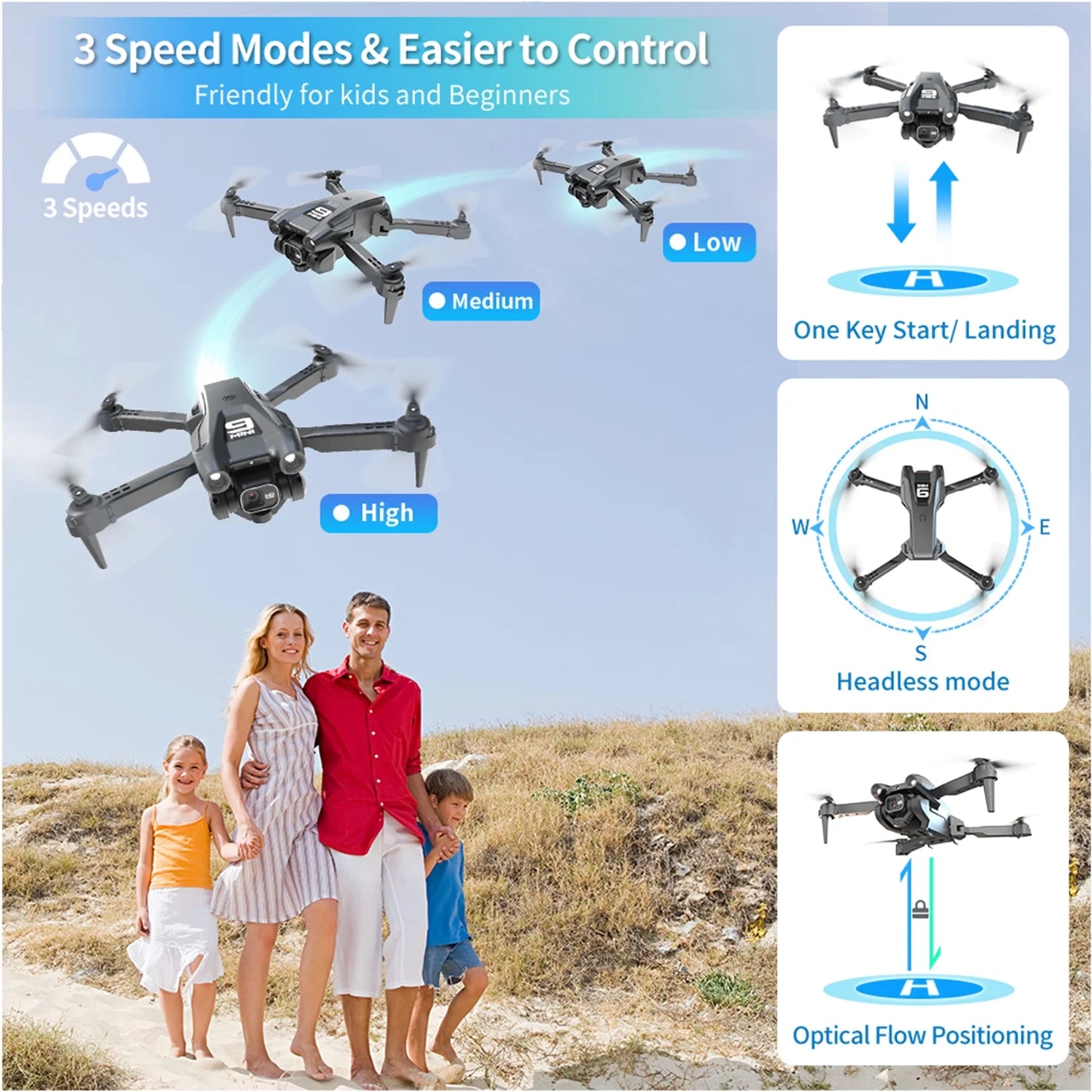 Drone with 4K Camera for Adults,  RC Quadcopter with High Speed Brushless Motor, Altitude Hold, Waypoint Fly, 2 Modular 1800Mah Batteries for 30 Mins Long Flight, Carrying Case, Black