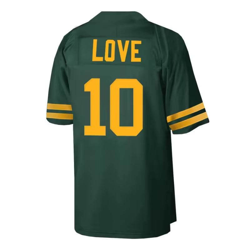 American Football Jersey Training Wear Embroidered Stitched Rugby Uniform Green Bay Jordan Love #10 Packers Men'S Clothing