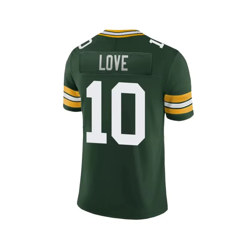 American Football Jersey Training Wear Embroidered Stitched Rugby Uniform Green Bay Jordan Love #10 Packers Men'S Clothing