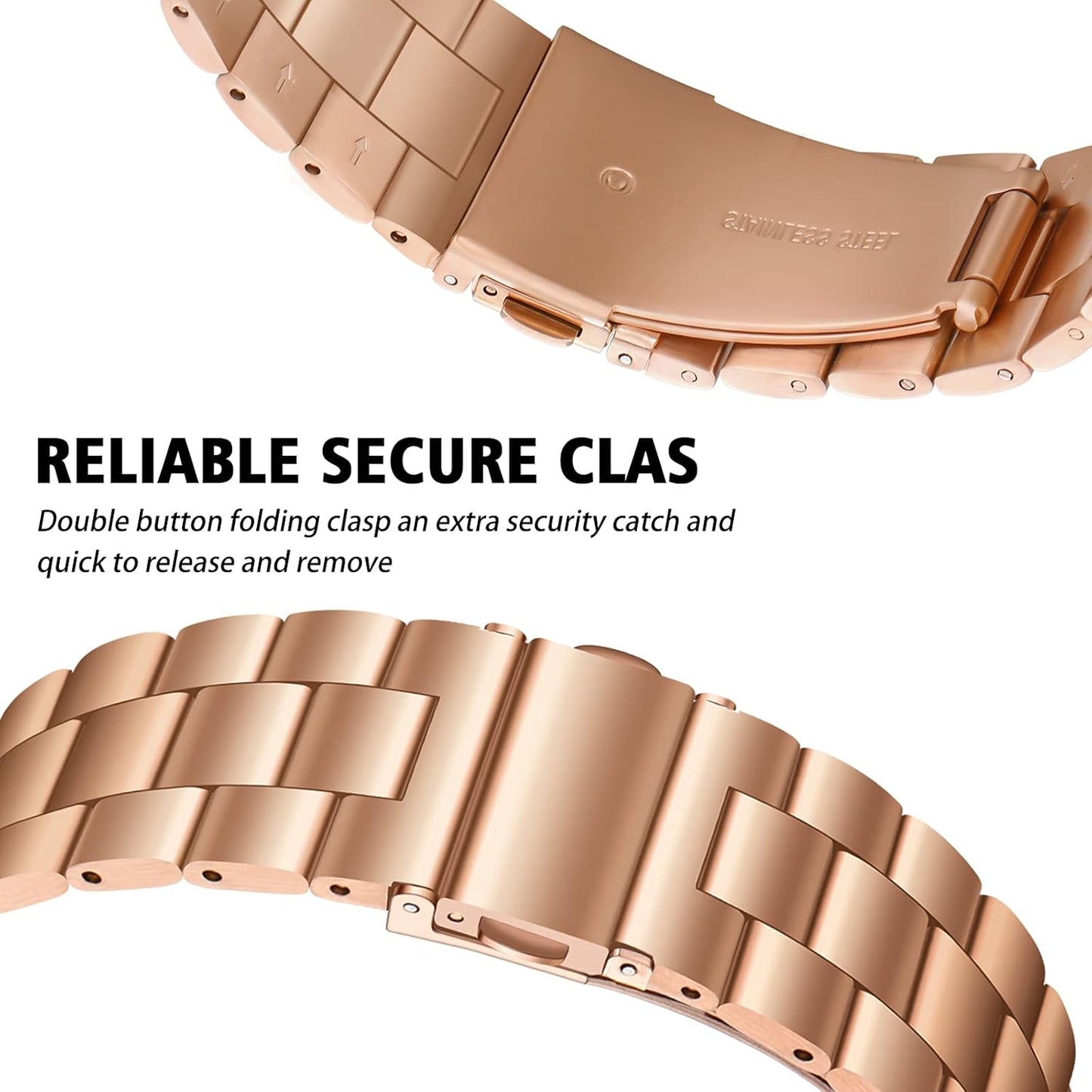 Stainless Steel Metal Band,Compatible with Apple Watch Band 40Mm 38Mm 41Mm,Business Replacement Strap for Men Women,Iwatch SE & Series 7/6/5/4/3/2/1 (Rose Gold-3 Beads)