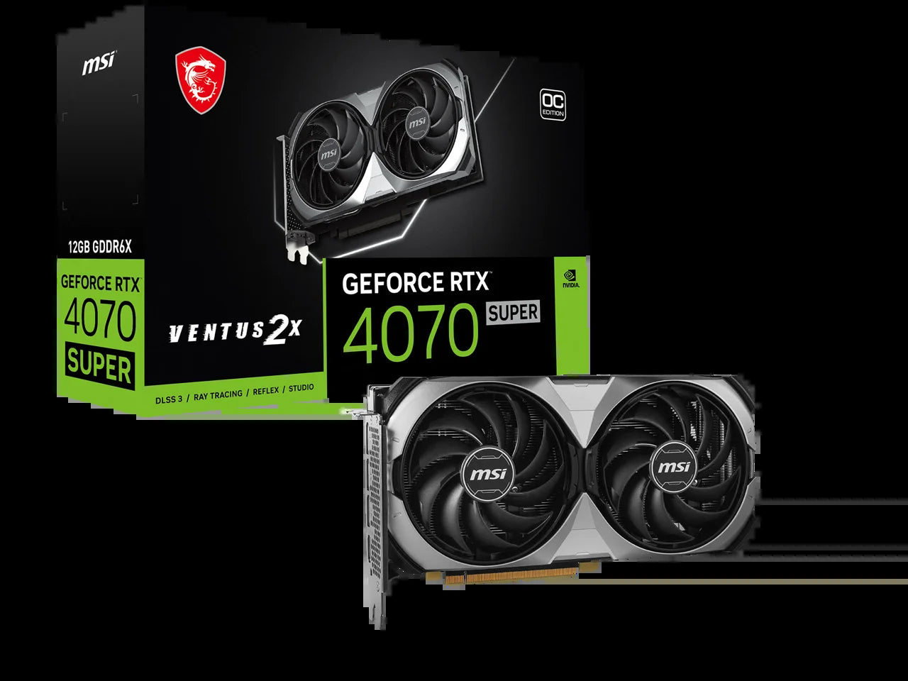 Ventus Geforce RTX 4070 SUPER 12GB GDDR6X PCI Express 4.0 ATX Video Card RTX 4070 SUPER 12G VENTUS 2X OC