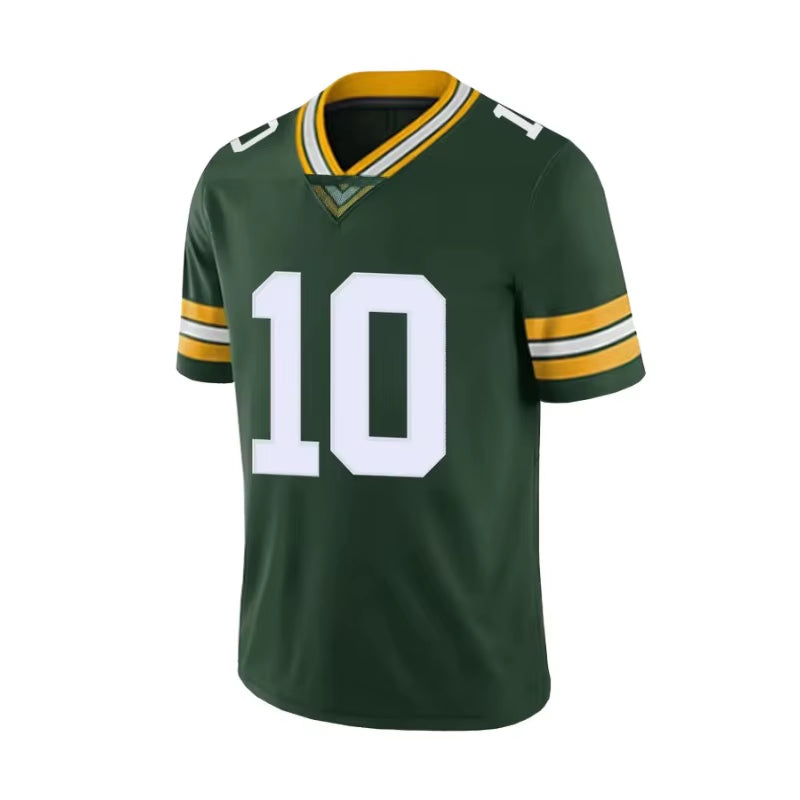 American Football Jersey Training Wear Embroidered Stitched Rugby Uniform Green Bay Jordan Love #10 Packers Men'S Clothing