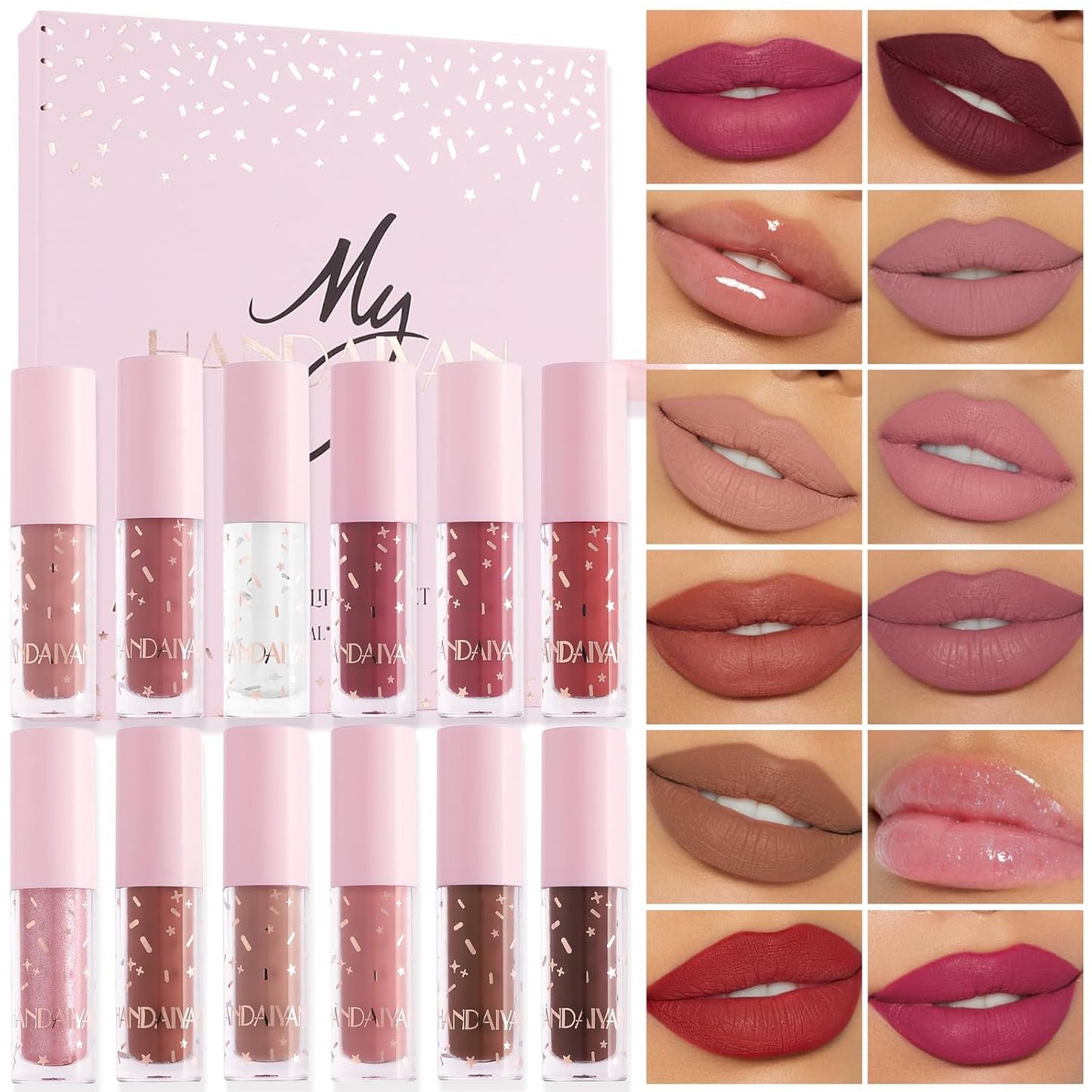 12 Colors Lip Gloss Set,Moisturizing Light Liquid Lipstick Lip Oil,Long Lasting Waterproof Lip Glaze Makeup,Book Nude Lip Glow Oil Lip Gloss Kit